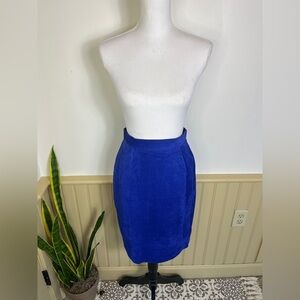 Vintage PS Sport Blue Suede Chic Pencil Skirt Leather Size 6 Y2K Western Rodeo